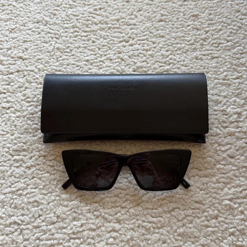 NEW / SAINT LAURENT MICA SUNGLASSES / cat eye acetate sunglasses black - Picture 3 of 9